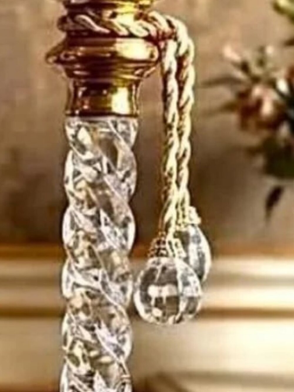 NWT ALEXANDRA'S ACCENTS Pair Decorative Crystal Tassel Rope Ties 16" Gold Ivory